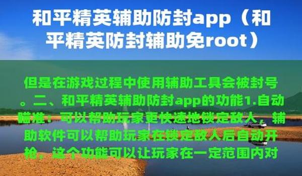 和平精英有什么防封辅助